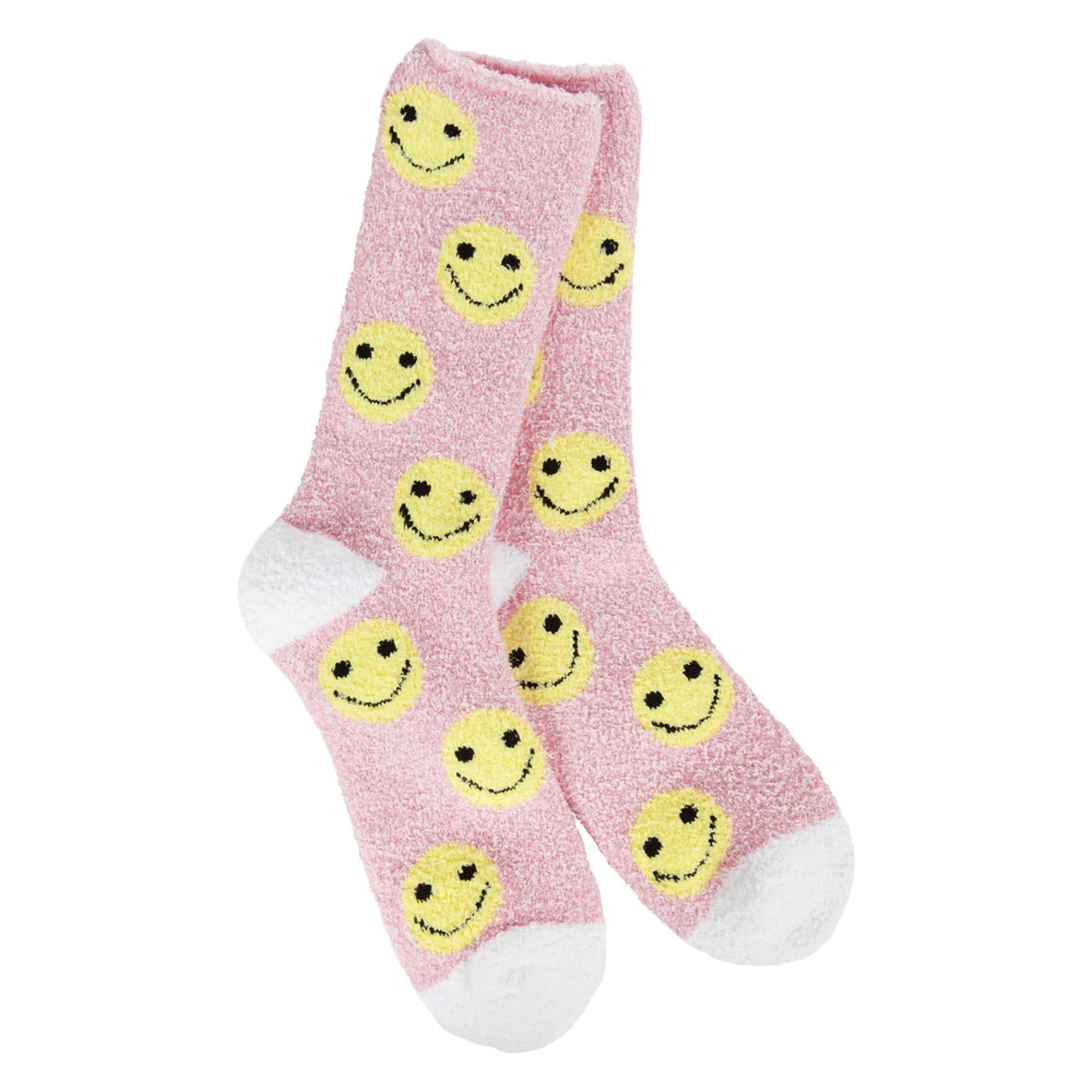 Pink Floral Smiley Face Socks - Others